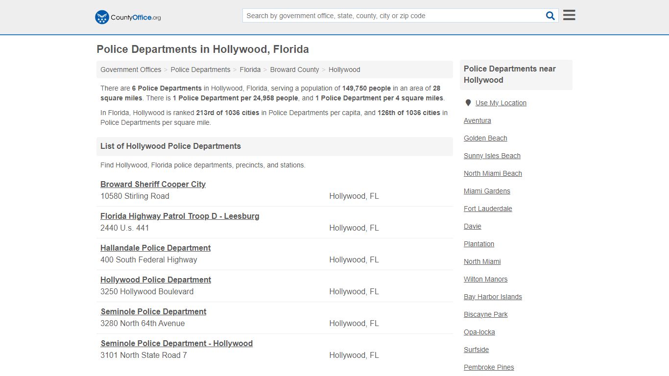 Police Departments - Hollywood, FL (Arrest Records & Police Logs)